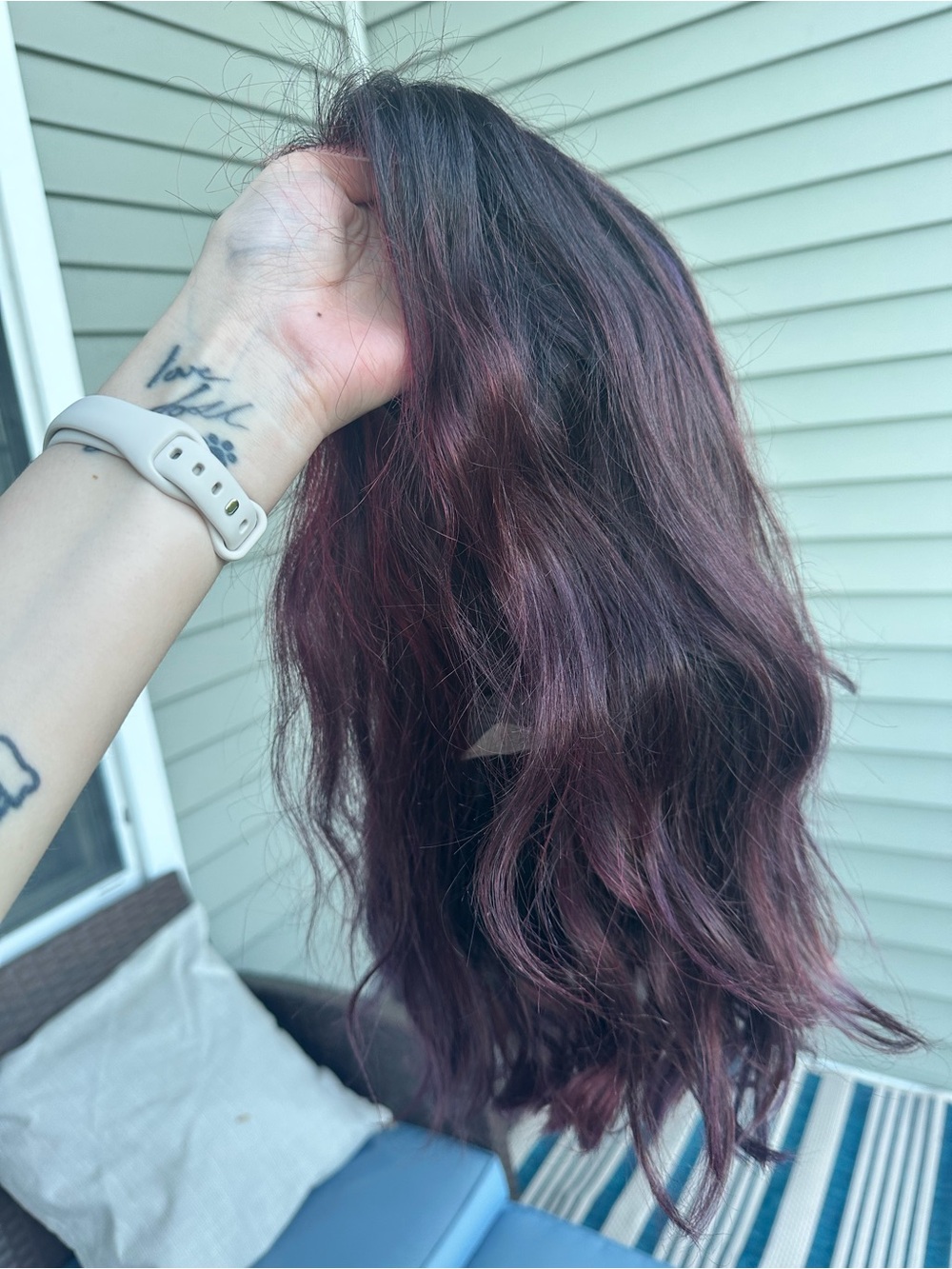 Dark Red & Purple REAL HAIR Wig